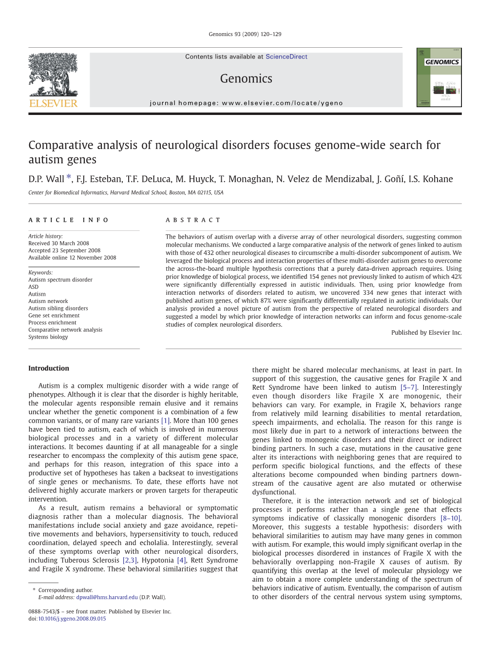 Comparative Analysis of Neurological Disorders Focuses Genome-Wide Search for Autism Genes