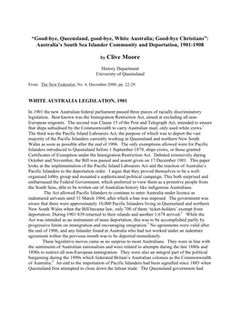 Australia's South Sea Islander Community and Deportation, 1901-1908