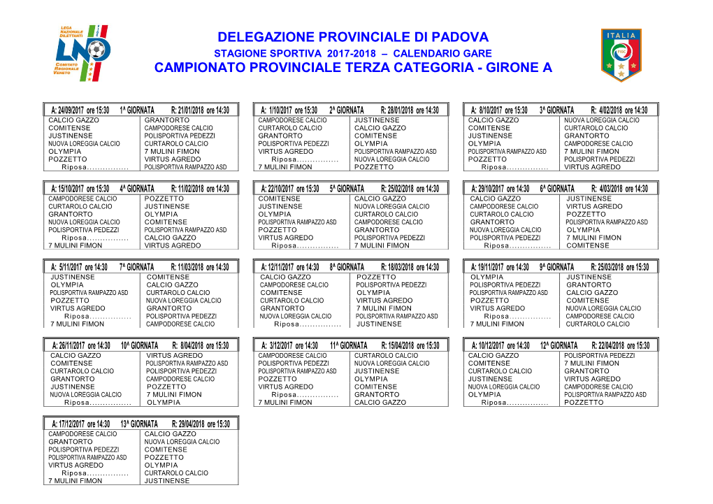 Delegazione Provinciale Di Padova Campionato