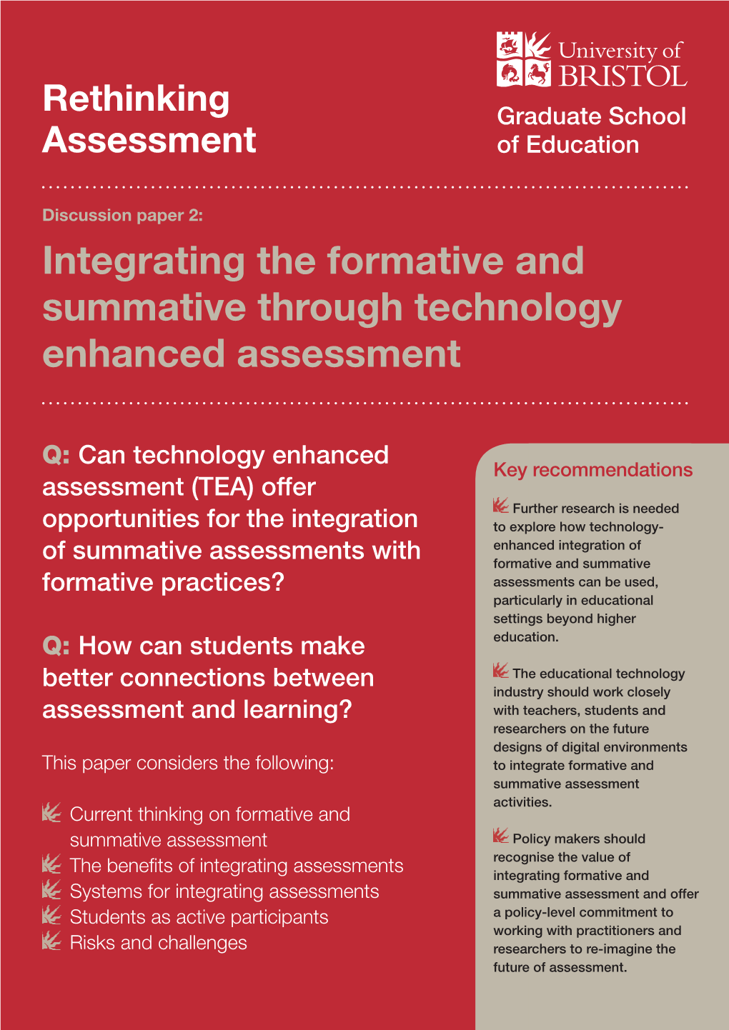 Integrating the Formative and Summative Through Technology Enhanced Assessment