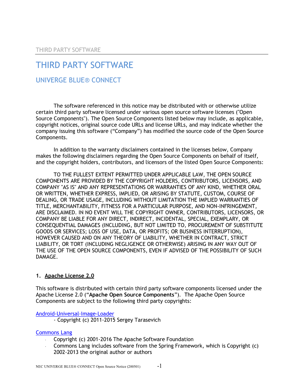 Open Source Notice (200501) -1 THIRD PARTY SOFTWARE