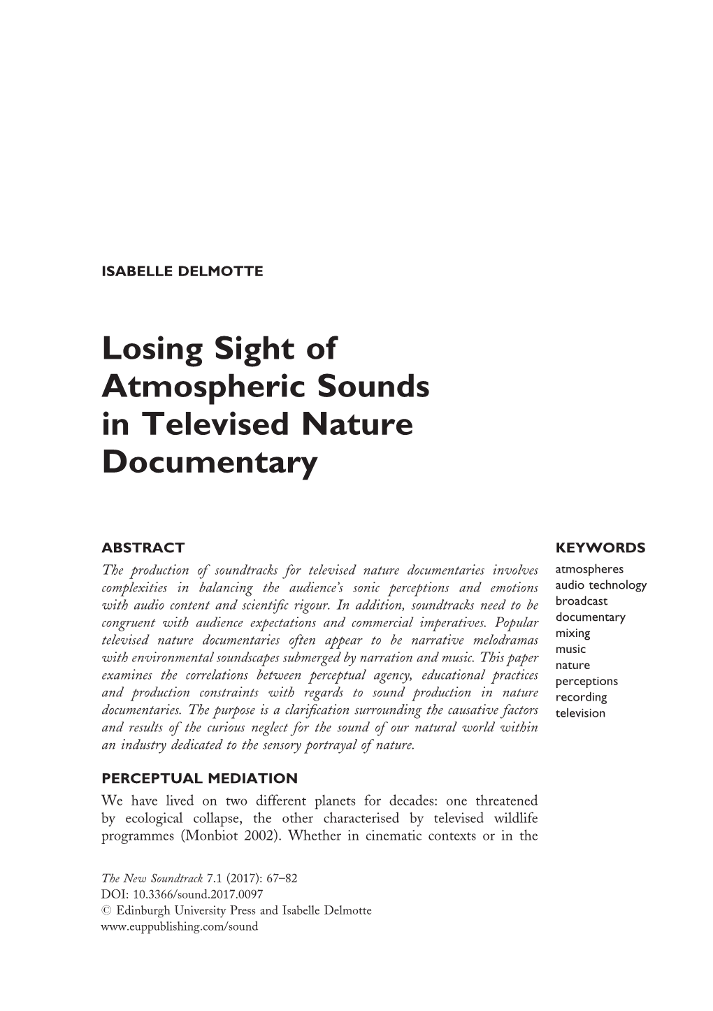 Losing Sight of Atmospheric Sounds in Televised Nature Documentary