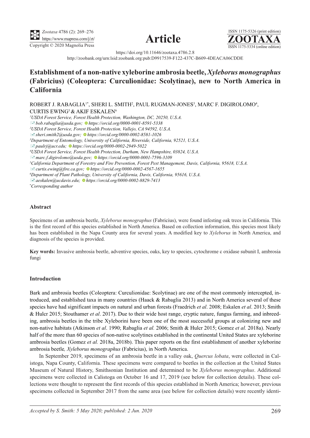 Establishment of a Non-Native Xyleborine Ambrosia Beetle