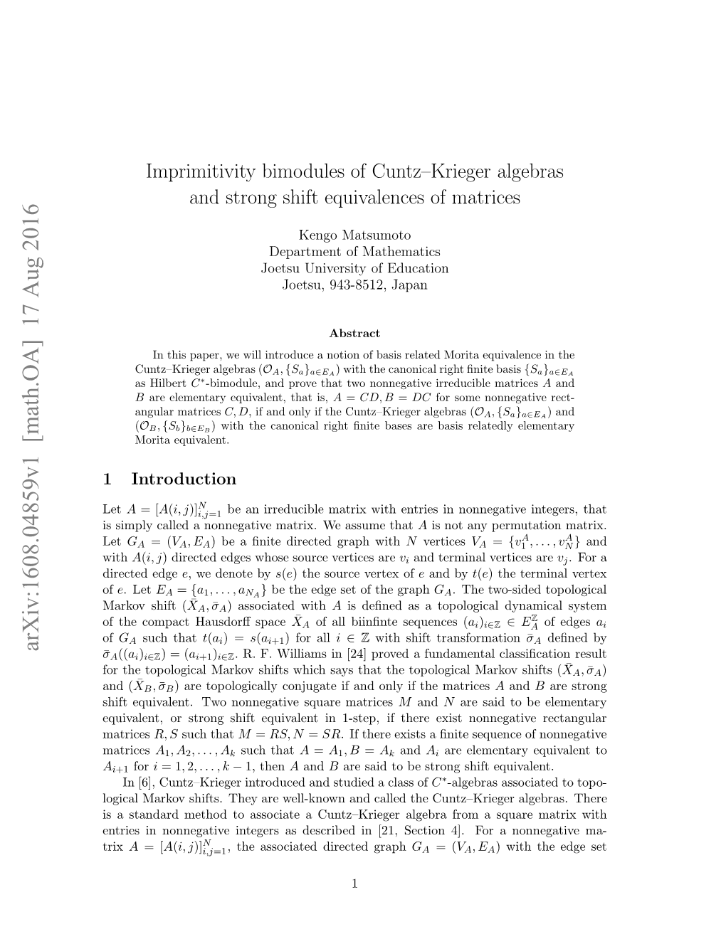 Imprimitivity Bimodules of Cuntz--Krieger Algebras and Strong