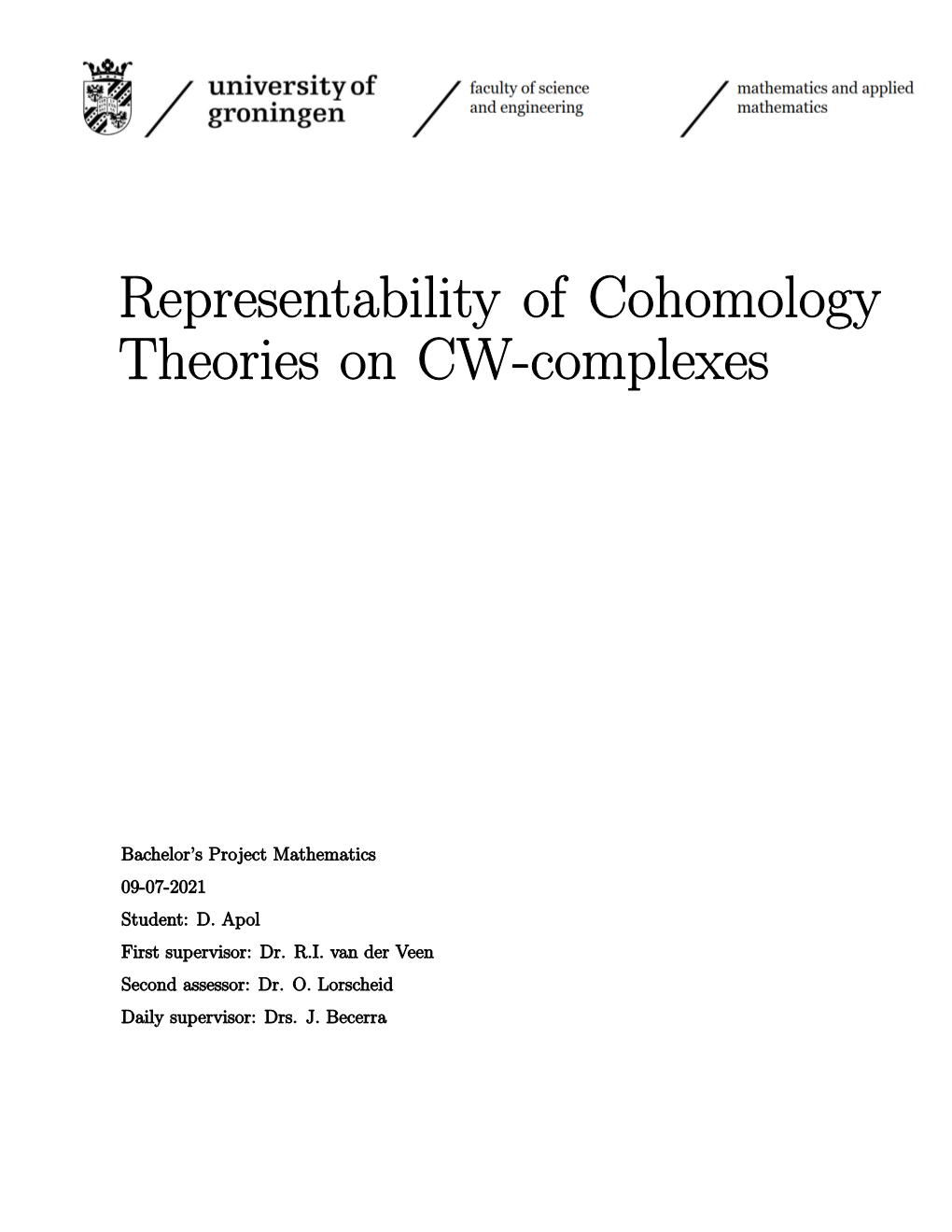 Representability of Cohomology Theories on CW-Complexes
