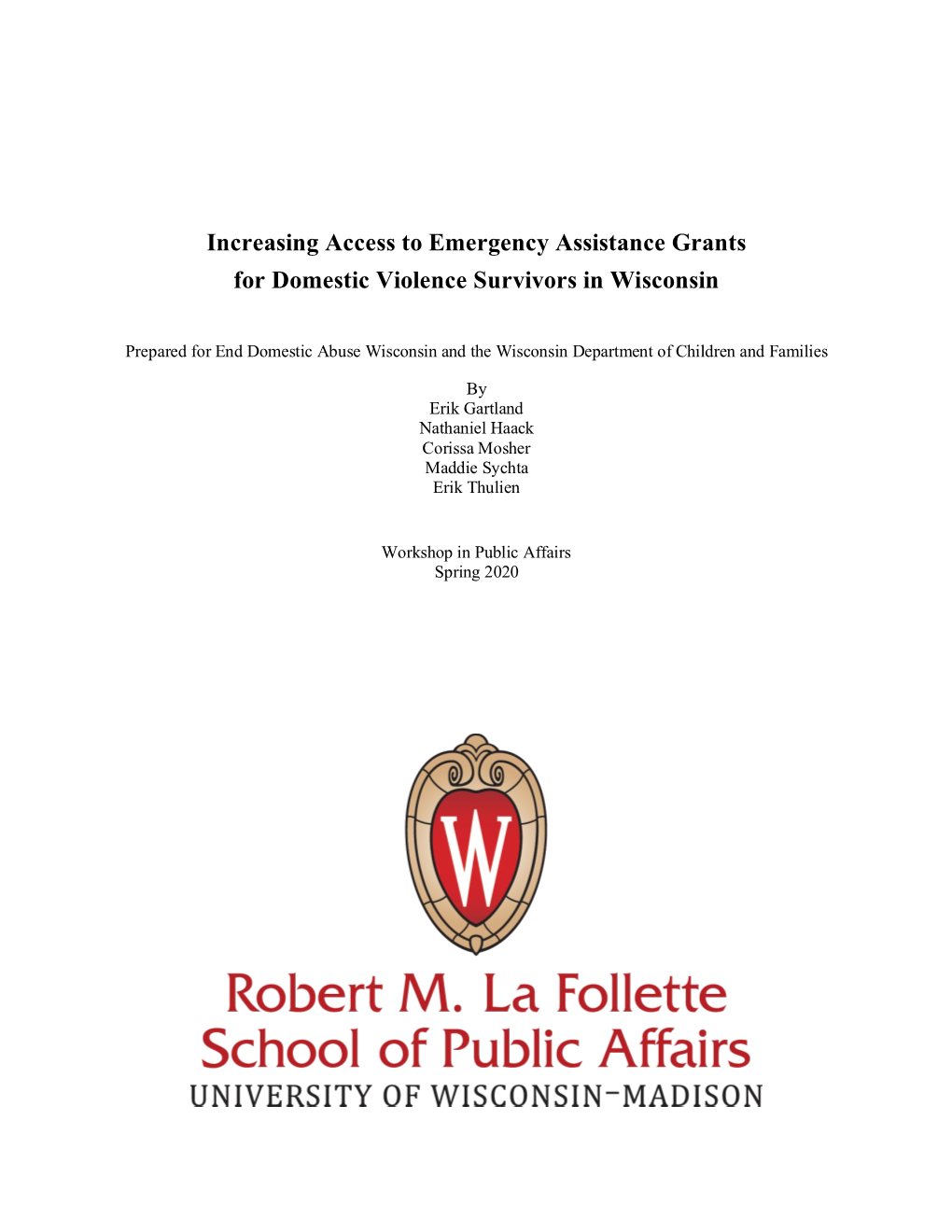 Increasing Access to Emergency Assistance Grants for Domestic Violence Survivors in Wisconsin