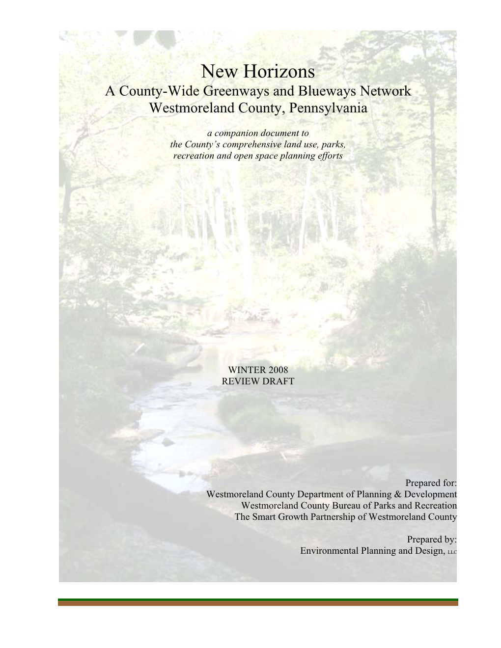 New Horizons a County-Wide Greenways and Blueways Network Westmoreland County, Pennsylvania