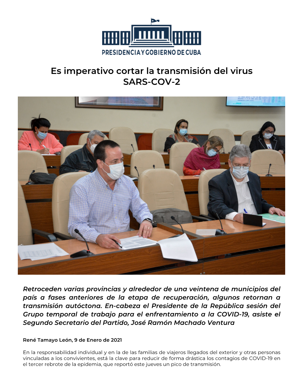 Es Imperativo Cortar La Transmisión Del Virus SARS-COV-2
