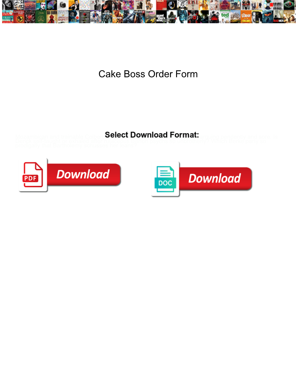 Cake Boss Order Form