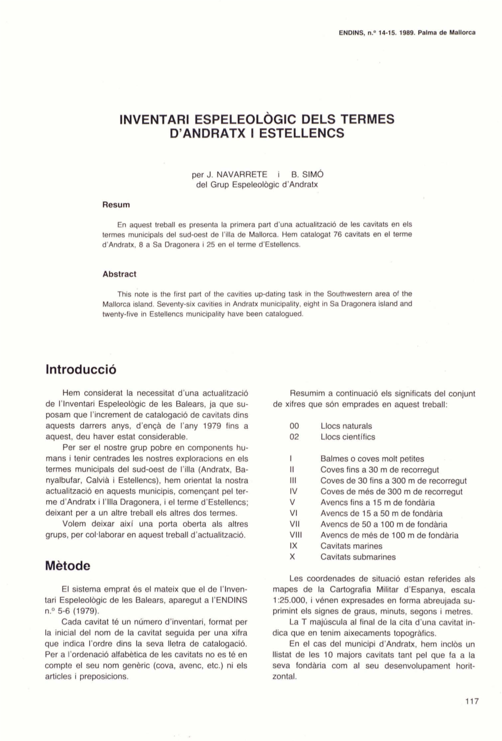 Inventari Espeleològic Dels Termes D'andratx I Estellencs