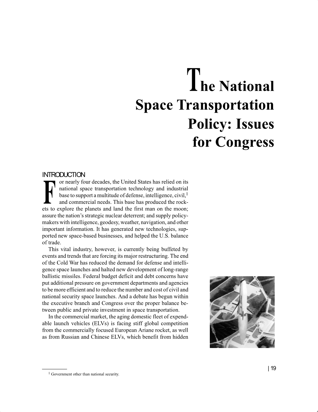 The National Space Transportation Policy: Issues for Congress 21