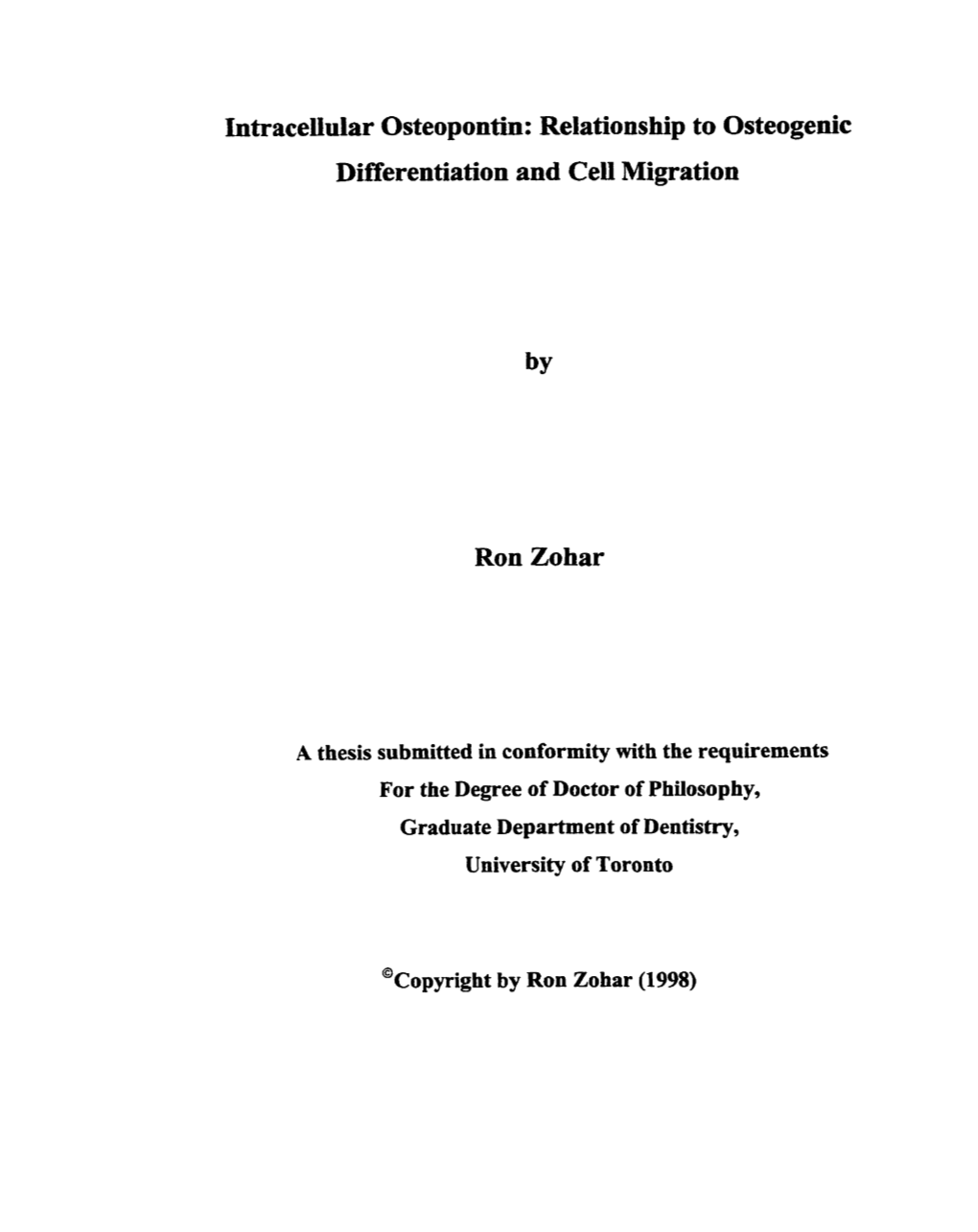 Intraceiiular Osteopontin: Relationship to Osteogenic Differentiation and Cell Migration