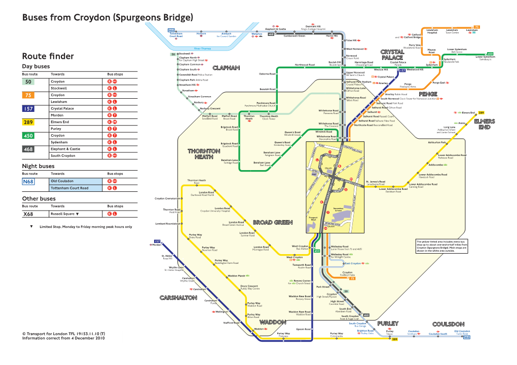 Buses from Croydon (Spurgeons Bridge)