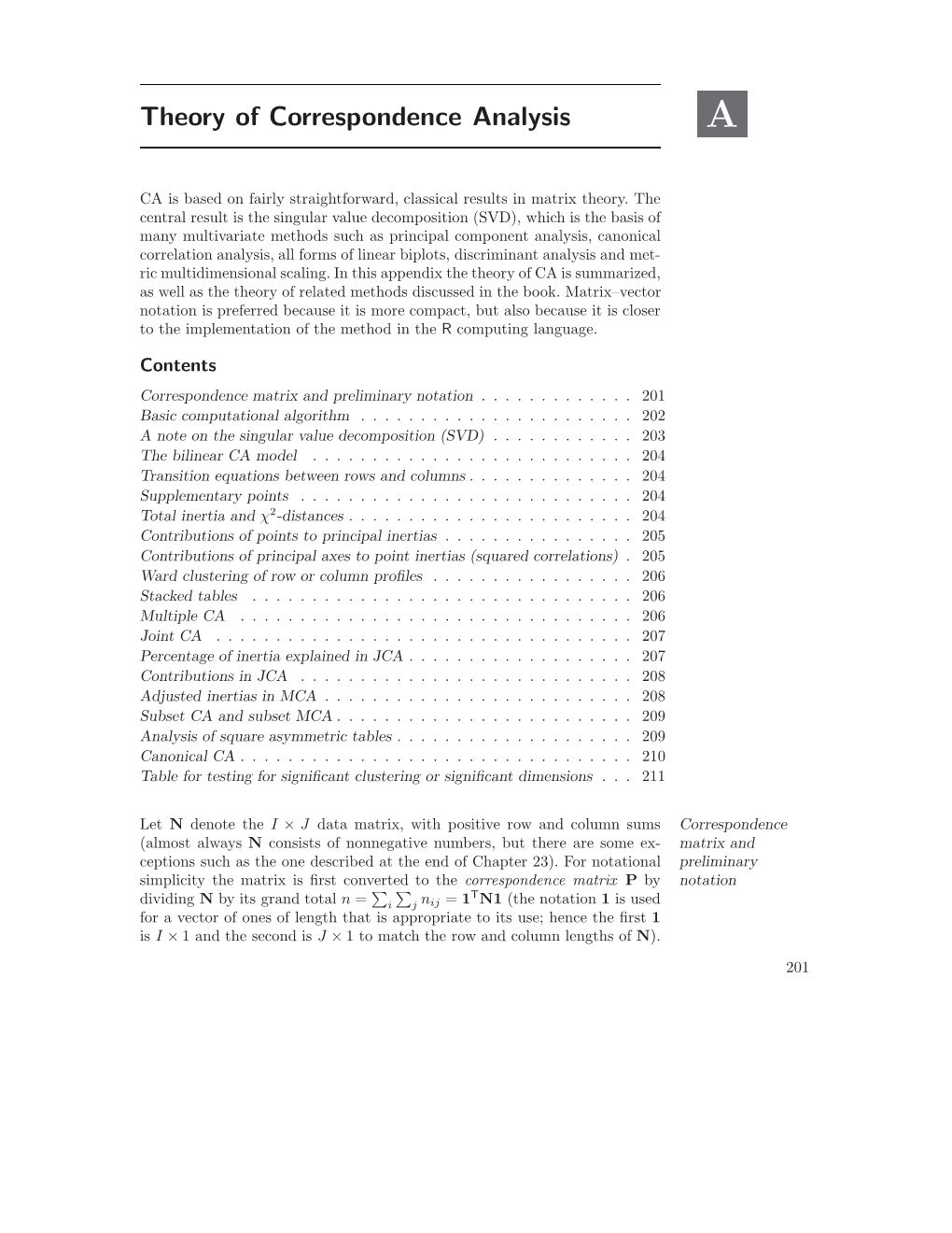 Theory of Correspondence Analysis A