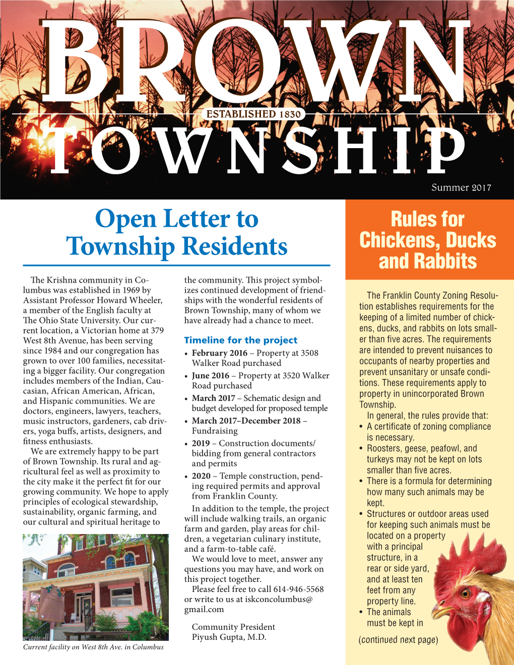 Open Letter to Township Residents