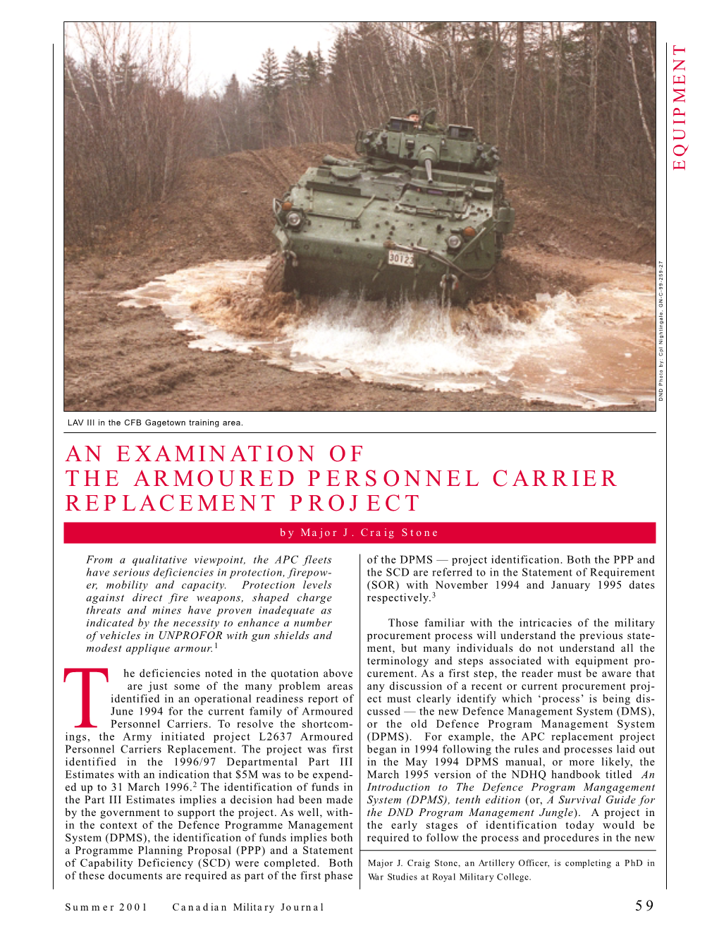 An Examination of the Armoured Personnel Carrier Replacement Project