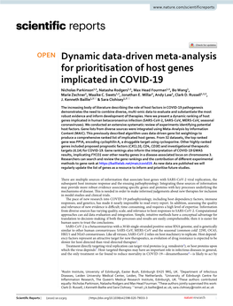 Dynamic Data-Driven Meta-Analysis for Prioritisation of Host Genes