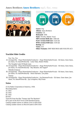 Ames Brothers Ames Brothers Mp3, Flac, Wma