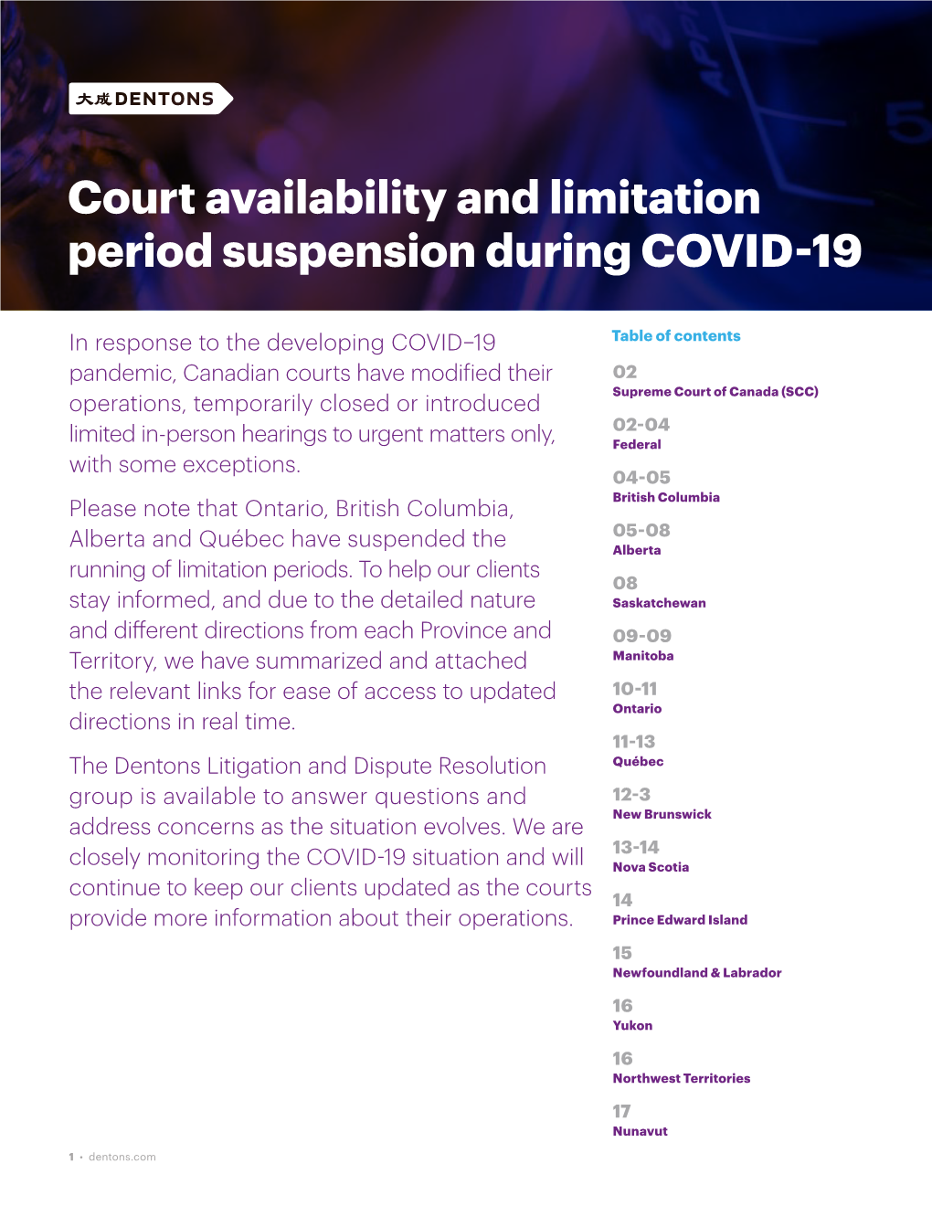 Court Availability and Limitation Period Suspension During COVID-19