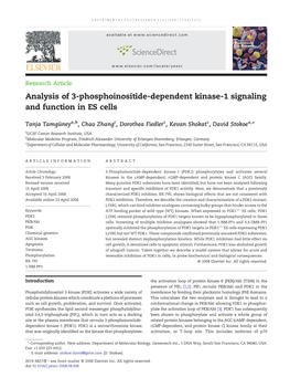 Analysis of 3-Phosphoinositide-Dependent Kinase-1 Signaling and Function in ES Cells