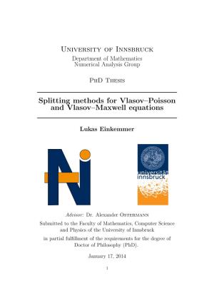 Splitting Methods for Vlasov–Poisson and Vlasov–Maxwell Equations