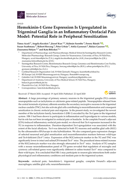 Hemokinin-1 Gene Expression Is Upregulated in Trigeminal Ganglia in an Inﬂammatory Orofacial Pain Model: Potential Role in Peripheral Sensitization