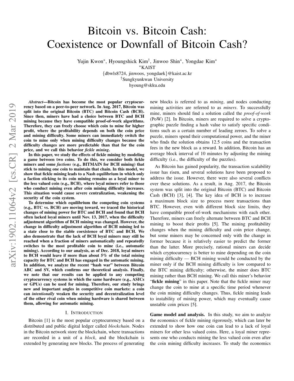 Coexistence Or Downfall of Bitcoin Cash?