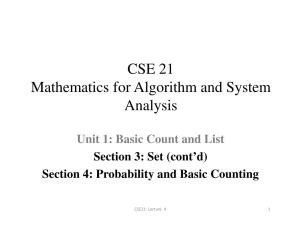 CSE 21 Mathematics for Algorithm and System Analysis