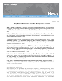 Husky Receives Madura Strait Production Sharing Contract Extension