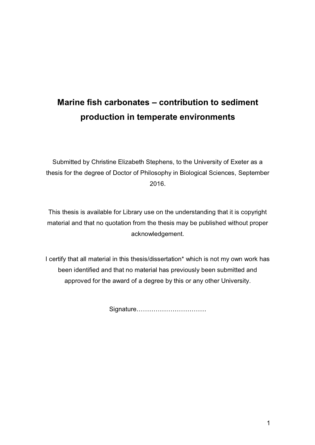 Marine Fish Carbonates – Contribution to Sediment Production in Temperate Environments