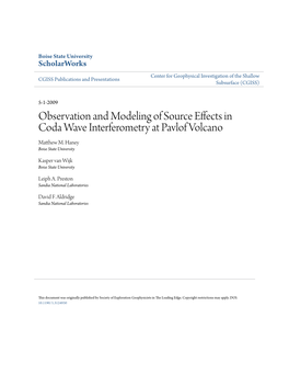 Observation and Modeling of Source Effects in Coda Wave Interferometry at Pavlof Volcano Matthew M