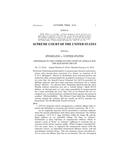 17-5554 Stokeling V. United States (01/15/2019)