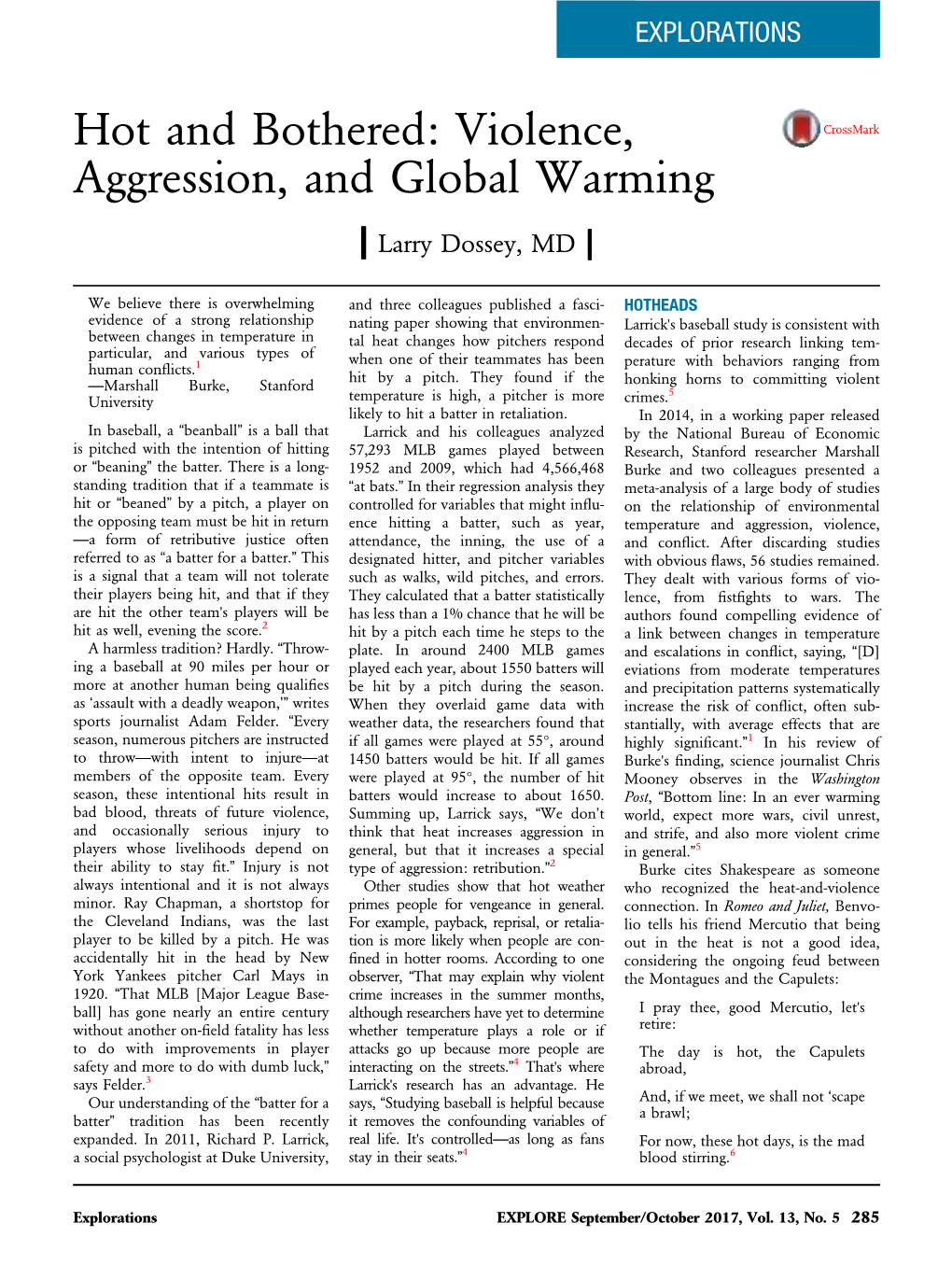 Hot and Bothered Violence, Aggression, and Global Warming