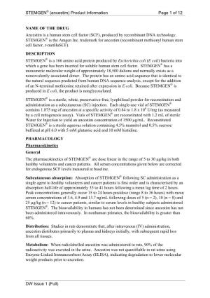 STEMGEN® (Ancestim) Product Information Page 1 of 12