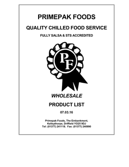 Primepak Foods Quality Chilled Food Service