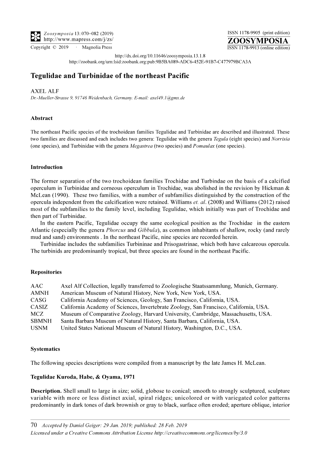 Tegulidae and Turbinidae of the Northeast Pacific