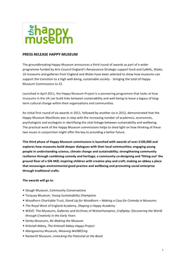 Happy Museum Press Release 3Rd Round