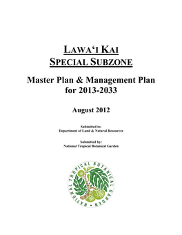 Master Plan & Management Plan for 2013-2033