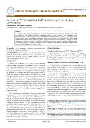 In Vitro–In Vivo Correlation (IVIVC): a Strategic Tool in Drug Development