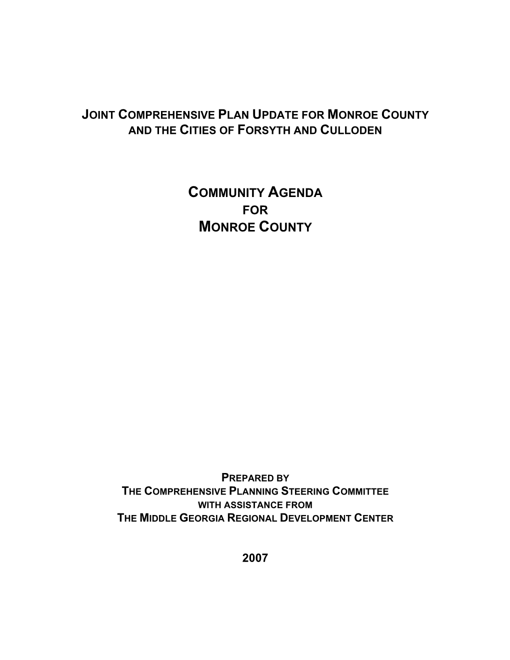 Joint Comprehensive Plan Update for Monroe County and the Cities of Forsyth and Culloden