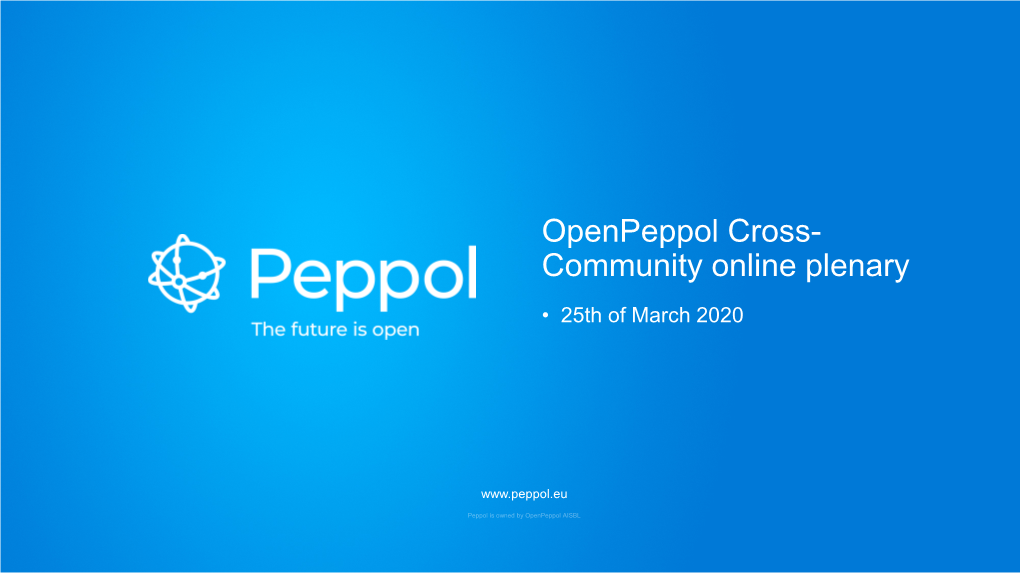 Openpeppol Cross- Community Online Plenary