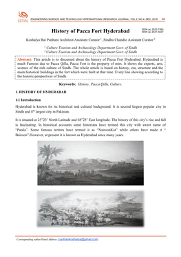 History of Pacca Fort Hyderabad ISSN (P) 2521-5027