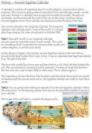 History – Ancient Egyptian Calendar