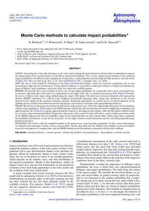 Monte Carlo Methods to Calculate Impact Probabilities⋆
