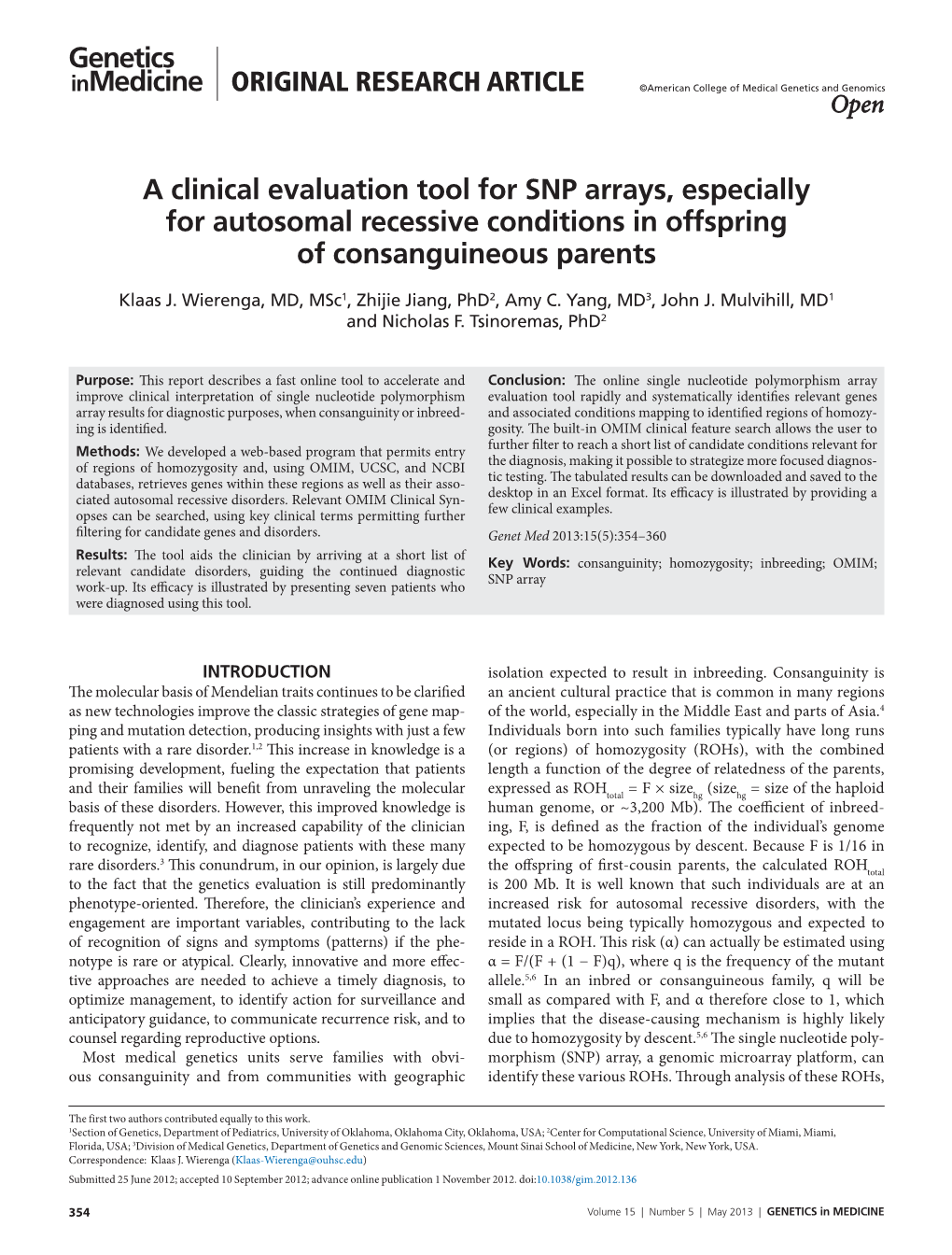 A Clinical Evaluation Tool for SNP Arrays, Especially for Autosomal Recessive Conditions in Offspring of Consanguineous Parents