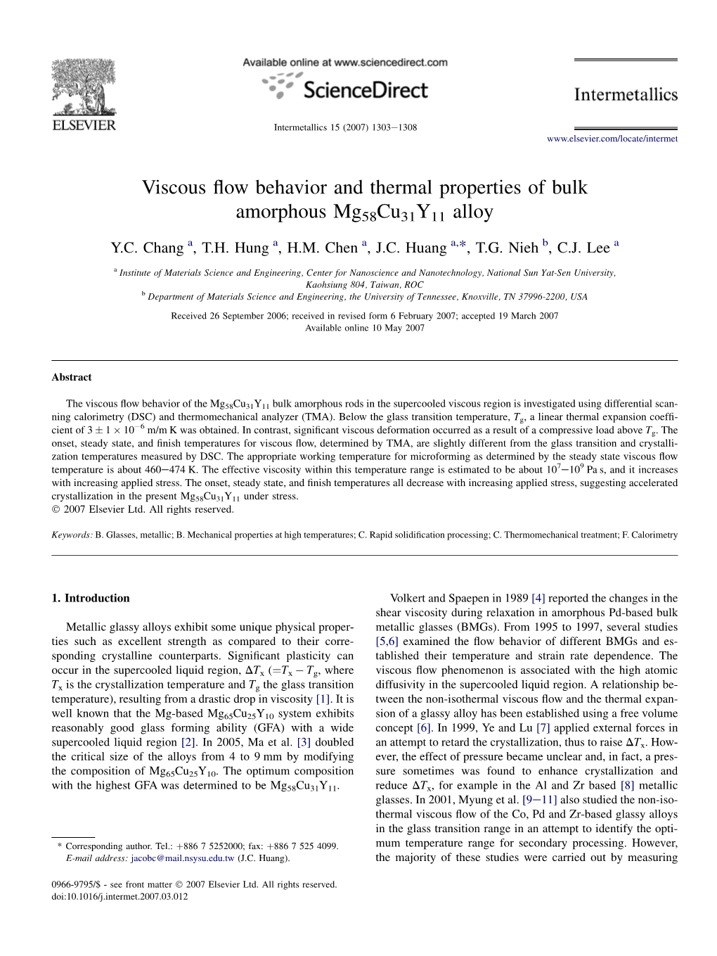 Viscous Flow Behavior and Thermal Properties of Bulk Amorphous