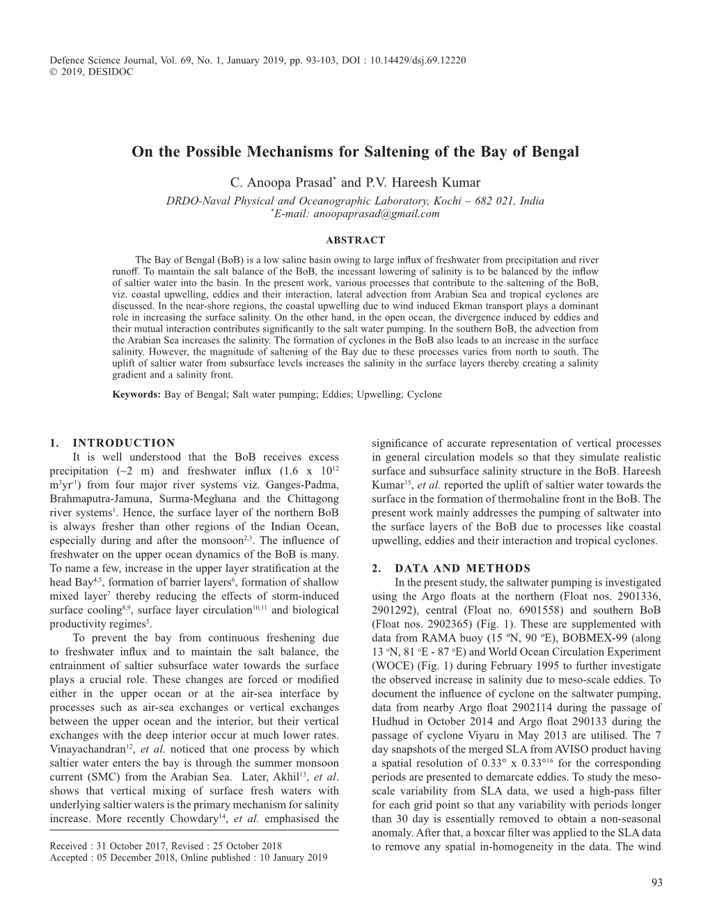 On the Possible Mechanisms for Saltening of the Bay of Bengal