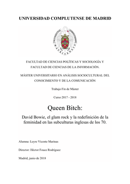 Queen Bitch: David Bowie, El Glam Rock Y La Redefinición De La Feminidad En Las Subculturas Inglesas De Los 70