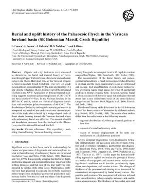 Burial and Uplift History of the Palaeozoic Flysch in the Variscan Foreland Basin (SE Bohemian Massif, Czech Republic)