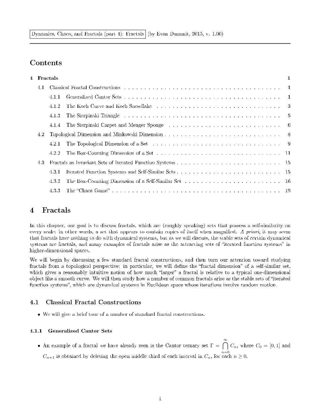 Contents 4 Fractals